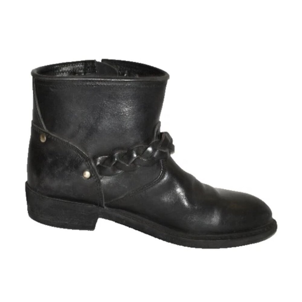 Golden Goose Black Biker Low Boots Distressed Leather Size 36 6 DD525 - Picture 4 of 6